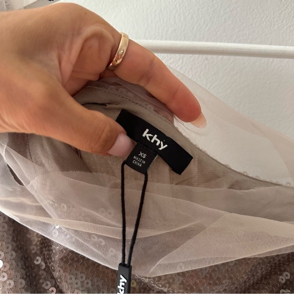 KHY Sequin One Shoulder Mini Dress Champagne - Picture 5 of 8